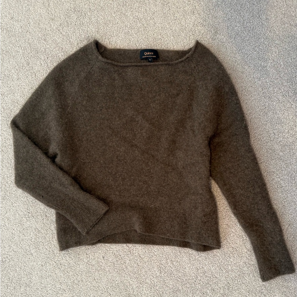 Quince Dark Brown Boatneck Cashmere Sweater